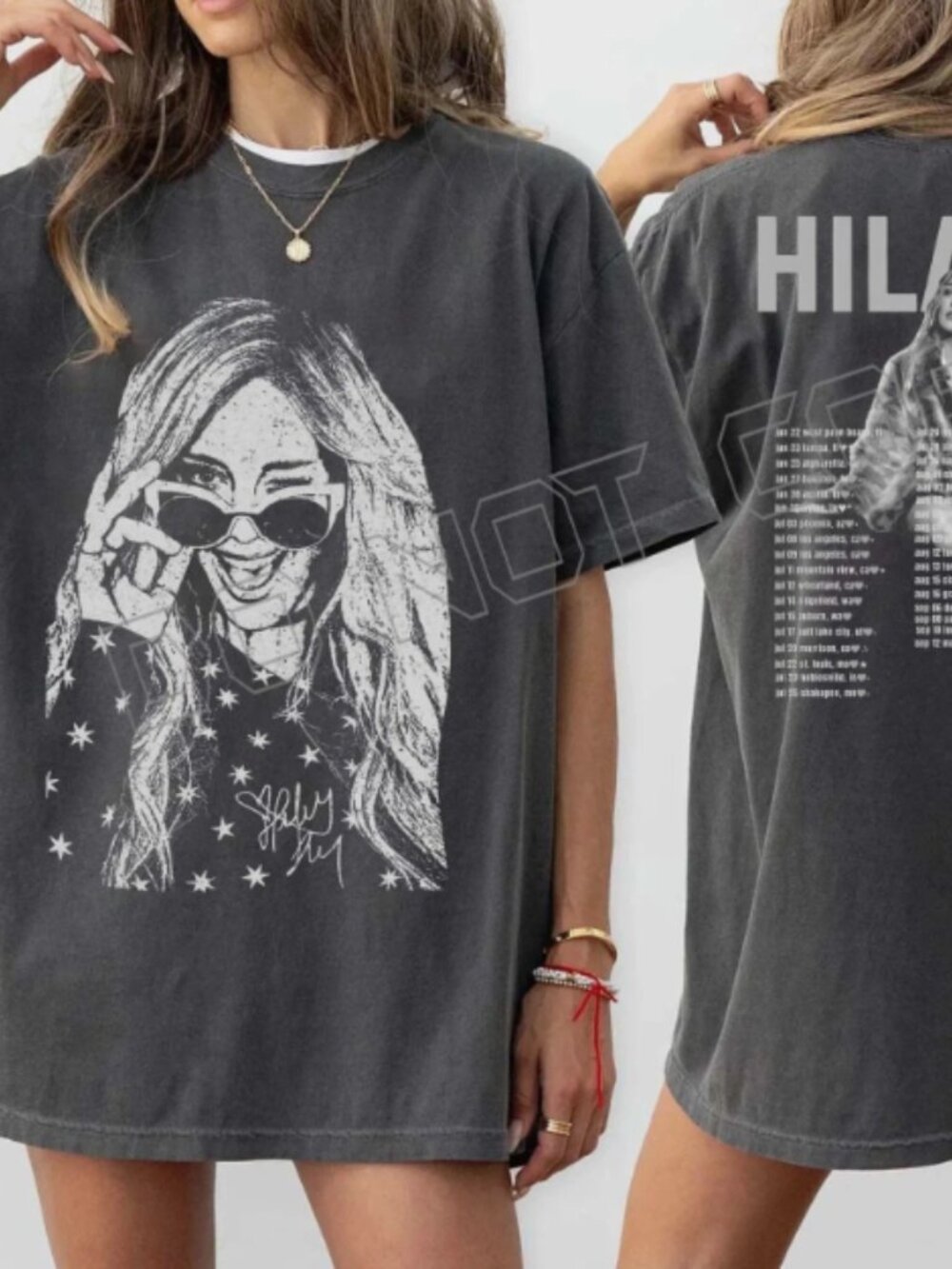 Hilary Duff The Lucky Me Tour Graphic Vintage Black T-Shirt